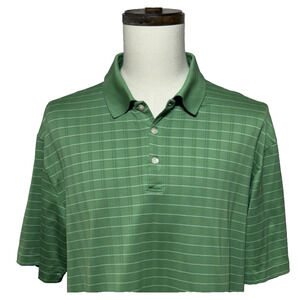 Nike Tiger Woods Shirt Mens XL Green Striped Dri Fit Short Sleeve Golf Polo